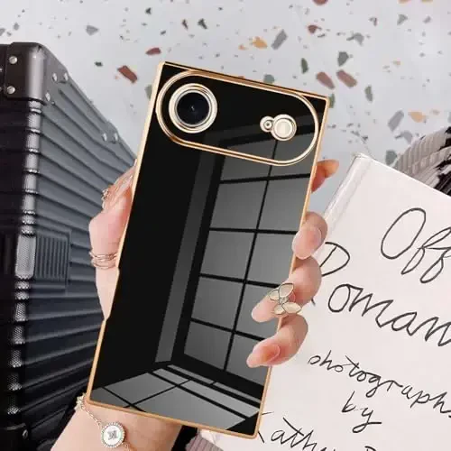 KANGHAR Case Compatible with iPhone Air Luxury Cute Plating Design Case Full-Body Anti-Scratch Shockproof Bumper Protective Cover Designed for iPhone Air 6.5 Inch Black - 6