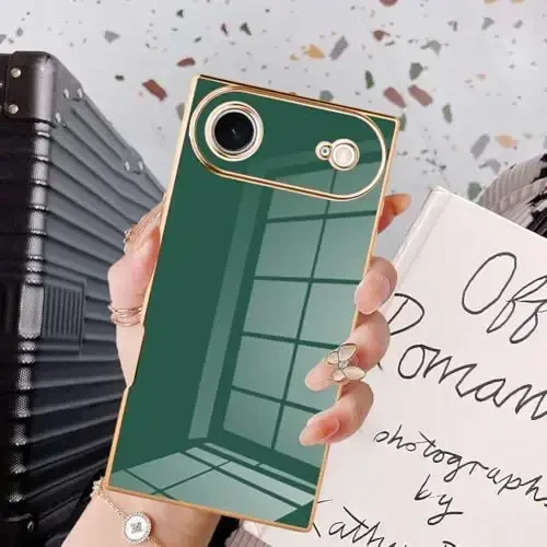 KANGHAR Case Compatible with iPhone Air Luxury Cute Plating Design Case Full-Body Anti-Scratch Shockproof Bumper Protective Cover Designed for iPhone Air 6.5 Inch Dark Green - 6