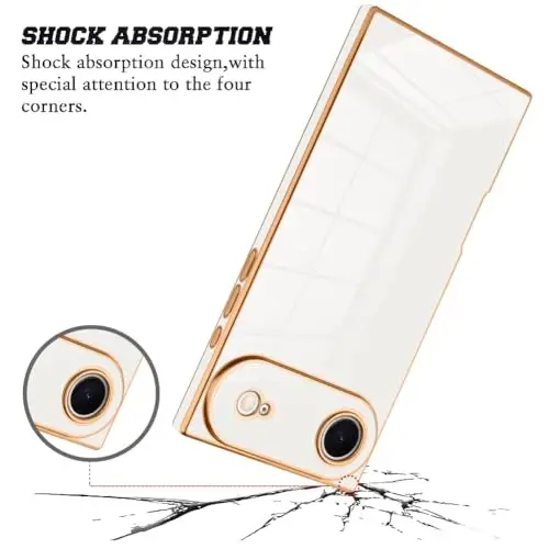 KANGHAR Case Compatible with iPhone Air Luxury Cute Plating Design Case Full-Body Anti-Scratch Shockproof Bumper Protective Cover Designed for iPhone Air 6.5 Inch White - 2