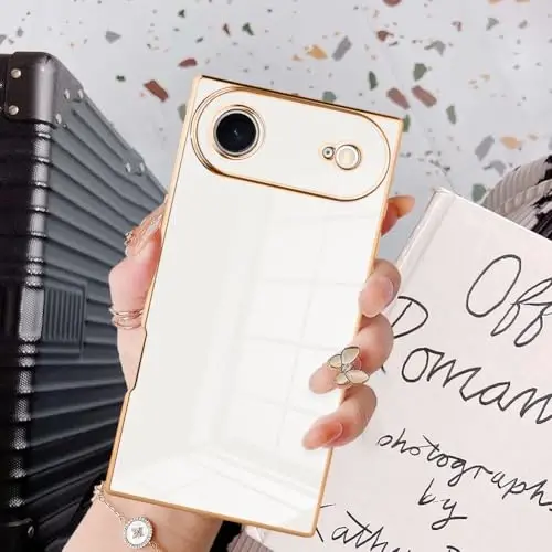 KANGHAR Case Compatible with iPhone Air Luxury Cute Plating Design Case Full-Body Anti-Scratch Shockproof Bumper Protective Cover Designed for iPhone Air 6.5 Inch White 