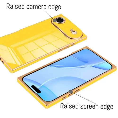 KANGHAR Case Compatible with iPhone Air Luxury Cute Plating Design Case Full-Body Anti-Scratch Shockproof Bumper Protective Cover Designed for iPhone Air 6.5 Inch Yellow - 3