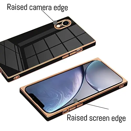 KANGHAR Case Compatible with iPhone Xr Luxury Cute Plating Design Case Full-Body Anti-Scratch Shockproof Bumper Protective Cover for iPhone Xr 6.1 Inch Black - 3