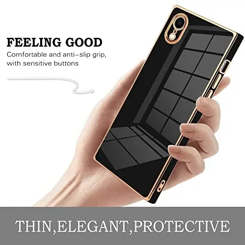 KANGHAR Case Compatible with iPhone Xr Luxury Cute Plating Design Case Full-Body Anti-Scratch Shockproof Bumper Protective Cover for iPhone Xr 6.1 Inch Black - 4