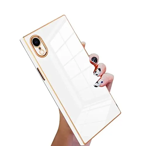 KANGHAR Case Compatible with iPhone Xr Luxury Cute Plating Design Case Full-Body Anti-Scratch Shockproof Bumper Protective Cover for iPhone Xr 6.1 Inch White - 1