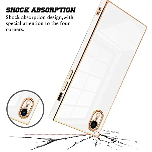 KANGHAR Case Compatible with iPhone Xr Luxury Cute Plating Design Case Full-Body Anti-Scratch Shockproof Bumper Protective Cover for iPhone Xr 6.1 Inch White - 2
