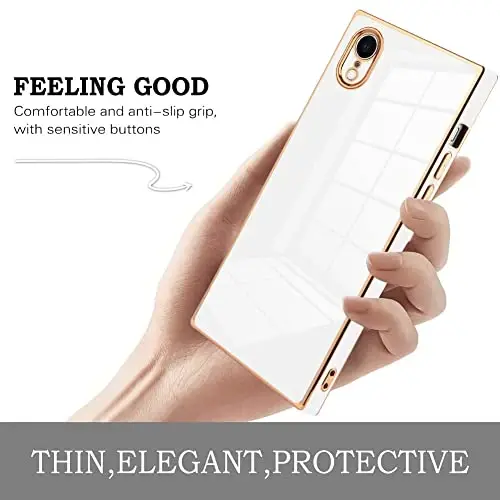 KANGHAR Case Compatible with iPhone Xr Luxury Cute Plating Design Case Full-Body Anti-Scratch Shockproof Bumper Protective Cover for iPhone Xr 6.1 Inch White - 4