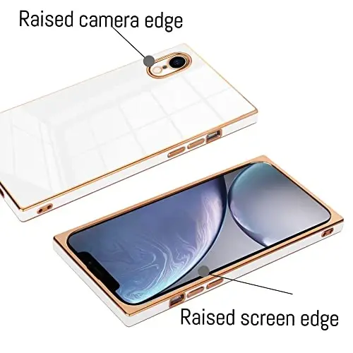 KANGHAR Case Compatible with iPhone Xr Luxury Cute Plating Design Case Full-Body Anti-Scratch Shockproof Bumper Protective Cover for iPhone Xr 6.1 Inch White - 3