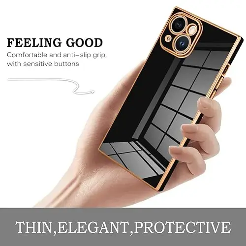 KANGHAR Case Compatible with iPhone 15 Luxury Cute Plating Design Case Full-Body Anti-Scratch Shockproof Bumper Protective Cover for iPhone 15 6.1 Inch Black - 4