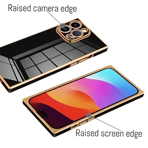 KANGHAR Case Compatible with iPhone 15 Pro Max Luxury Cute Plating Design Case Full-Body Anti-Scratch Shockproof Bumper Protective Cover for iPhone 15 Pro Max 6.7 Inch Black - 3