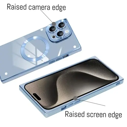 KANGHAR Case Designed for iPhone 15 Pro Max Magnetic [Compatible with MagSafe] Luxury Cute Plating Design Case Full-Body Anti-Scratch Shockproof Bumper Protective Cover Blue - 4