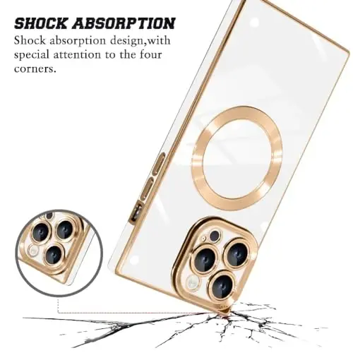 KANGHAR Case Designed for iPhone 15 Pro Max Magnetic [Compatible with MagSafe] Luxury Cute Plating Design Case Full-Body Anti-Scratch Shockproof Bumper Protective Cover White - 3
