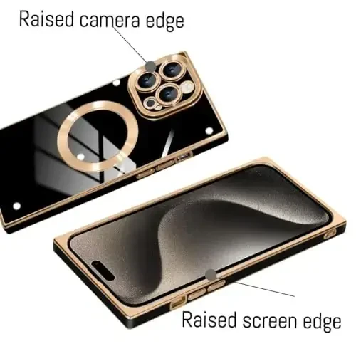 KANGHAR Case Designed for iPhone 16 Pro Max Magnetic [Compatible with MagSafe] Luxury Cute Plating Design Case Full-Body Anti-Scratch Shockproof Bumper Protective Cover Black - 3