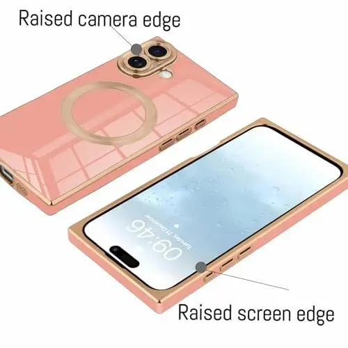 KANGHAR Case Designed for iPhone 17 Magnetic [Compatible with MagSafe] Luxury Cute Plating Design Case Full-Body Anti-Scratch Shockproof Bumper Protective Cover Pink - 3