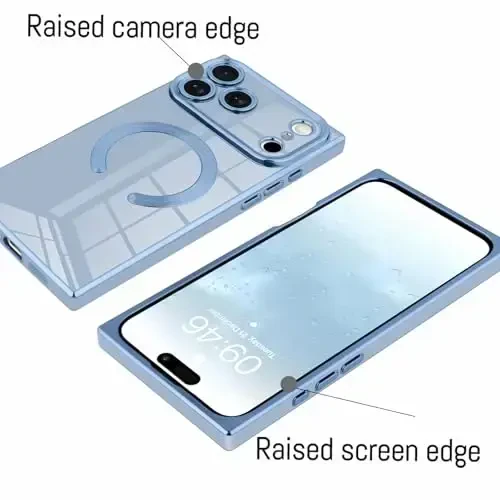 KANGHAR Case Designed for iPhone 17 Pro Max Magnetic [Compatible with MagSafe] Luxury Cute Plating Design Case Full-Body Anti-Scratch Shockproof Bumper Protective Cover Blue - 3