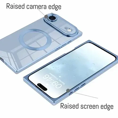 KANGHAR Case Designed for iPhone Air Magnetic [Compatible with MagSafe] Luxury Cute Plating Design Case Full-Body Anti-Scratch Shockproof Bumper Protective Cover Blue - 3