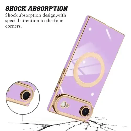 KANGHAR Case Designed for iPhone Air Magnetic [Compatible with MagSafe] Luxury Cute Plating Design Case Full-Body Anti-Scratch Shockproof Bumper Protective Cover Purple - 2