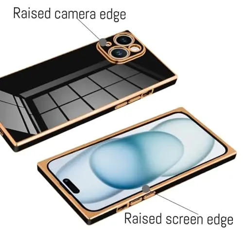 KANGHAR Case Compatible with iPhone 15 Plus Luxury Cute Plating Design Case Full-Body Anti-Scratch Shockproof Bumper Protective Cover for iPhone 15 Plus 6.7 Inch Black - 3