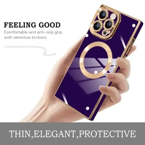 KANGHAR Case Designed for Phone 16 Plus Magnetic [Compatible with MagSafe] Luxury Cute Plating Design Case Full-Body Anti-Scratch Shockproof Bumper Protective Cover (Darkpurple, iPhone 16 Plus) - 4