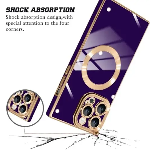 KANGHAR Case Designed for Phone 16 Plus Magnetic [MagSafe bilan mos] Hashamatli chiroyli qoplama dizayni To'liq korpusli tirnalishga qarshi zarbga chidamli bamper himoya qopqog'i (To'q binafsha, iPhone 16 Plus) - KANGHAR (1)