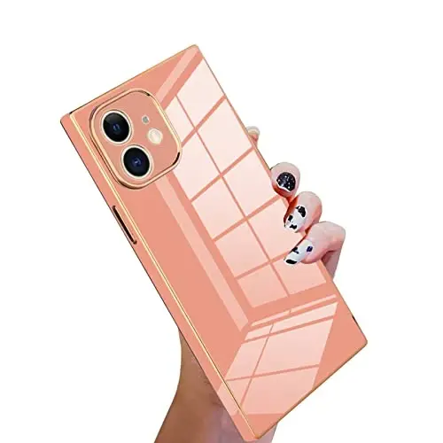 KANGHAR Case for iPhone 11 Rectangle Luxury Pink | Cute Plating Design Full-Body Anti-Scratch Shockproof Bumper Protective Cover for Women Girl Men - 1