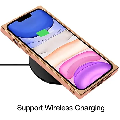 KANGHAR Case for iPhone 11 Rectangle Luxury Pink | Cute Plating Design Full-Body Anti-Scratch Shockproof Bumper Protective Cover for Women Girl Men - 5