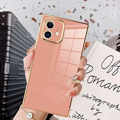 KANGHAR Case for iPhone 11 Rectangle Luxury Pink | Cute Plating Design Full-Body Anti-Scratch Shockproof Bumper Protective Cover for Women Girl Men - 6