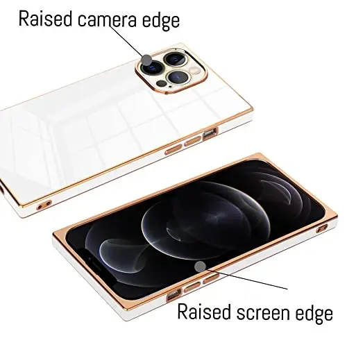 KANGHAR Case for iPhone 12 Pro Max Luxury Cute Plating Design Case Full-Body Anti-Scratch Shockproof Bumper Protective Cover for iPhone 12 Pro Max 6.7 Inch White - 3