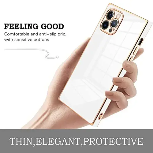 KANGHAR Case for iPhone 12 Pro Max Luxury Cute Plating Design Case Full-Body Anti-Scratch Shockproof Bumper Protective Cover for iPhone 12 Pro Max 6.7 Inch White - 4
