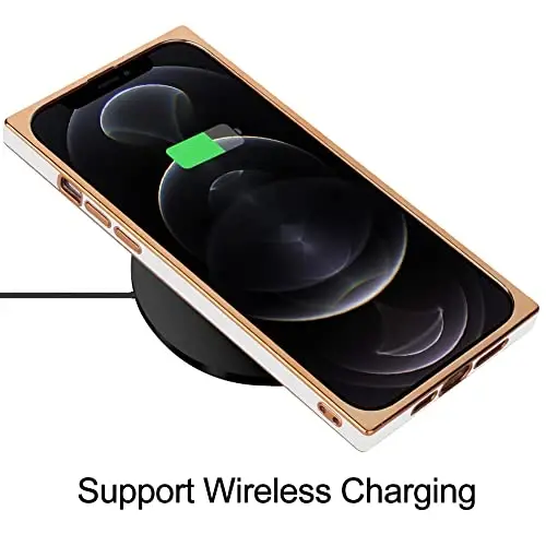 KANGHAR Case for iPhone 12 Pro Max Luxury Cute Plating Design Case Full-Body Anti-Scratch Shockproof Bumper Protective Cover for iPhone 12 Pro Max 6.7 Inch White - 5