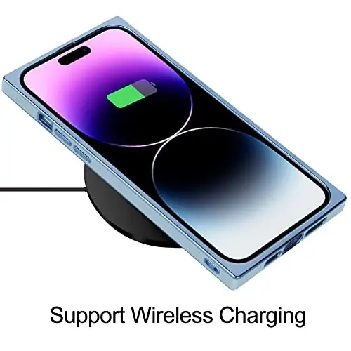 KANGHAR Case for iPhone 14 Pro Max Rectangle Luxury Blue Magnetic | Cute Plating Design Full-Body Anti-Scratch Shockproof Bumper Compatible with MagSafe Protective Cover for Women Girl Men - 3