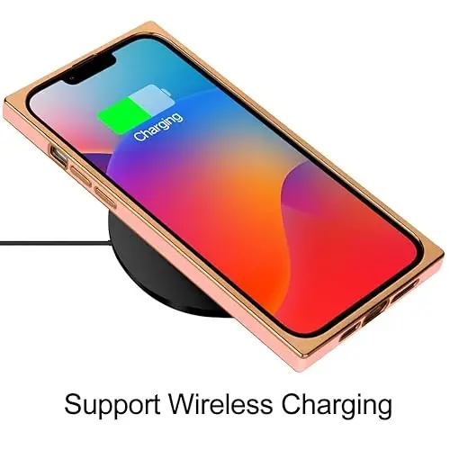 KANGHAR Case for iPhone 15 Rectangle Luxury Pink | Cute Plating Design Full-Body Anti-Scratch Shockproof Bumper Protective Cover for Women Girl Men - 5