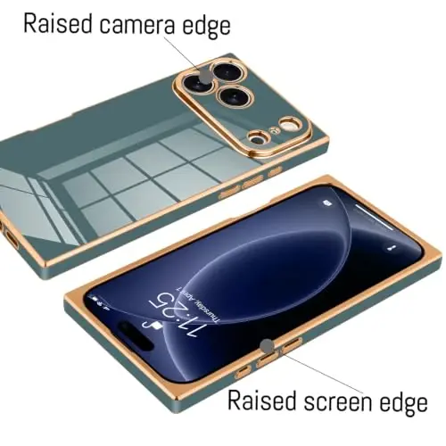 KANGHAR Case for iPhone 18 Pro Rectangle Luxury Granny Grey | Cute Plating Design Full-Body Anti-Scratch Shockproof Bumper Protective Cover for Women Girl Men - 3
