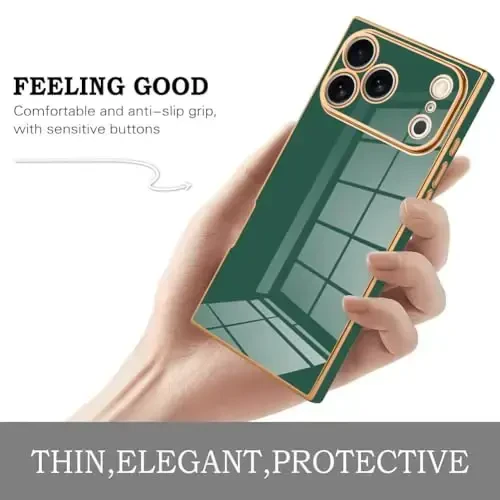 KANGHAR Case iPhone 17 Pro bilan mos keladi, hashamatli yoqimli qoplama dizayni, to'liq korpusli chizishga qarshi zarbaga chidamli bamper himoya qopqog'i iPhone 17 Pro 6,3 dyuymli to'q yashil uchun mo'ljallangan - 4