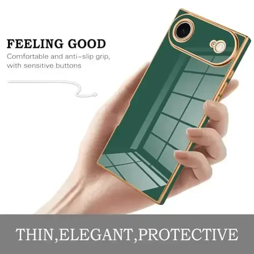 KANGHAR Case iPhone Air bilan mos keladi, hashamatli yoqimli qoplama dizayni, to'liq korpusli chizishga qarshi zarbga chidamli bamper himoya qopqog'i iPhone Air 6,5 dyuymli to'q yashil uchun mo'ljallangan - 4