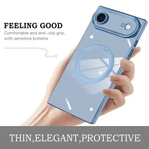 KANGHAR Case iPhone Air Magnetic uchun mo'ljallangan [MagSafe bilan mos keladi] Hashamatli Chiroyli Qoplama Dizayni G'ilof To'liq Korpusli Chizishga Qarshi Zarba o'tkazmaydigan Bamper Himoya Qopqog'i Moviy - 4