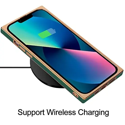 KANGHAR Cute Case Compatible with iPhone 13 - Luxury Plating Electroplate Design, Full-Body Anti-Scratch Shockproof Bumper Protective Cover (Dark Green) - 5
