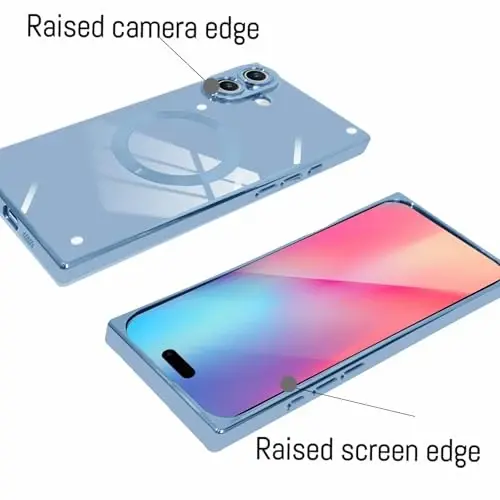 KANGHAR Case Designed for iPhone 16 Magnetic [Compatible with MagSafe] Luxury Cute Plating Design Case Full-Body Anti-Scratch Shockproof Bumper Protective Cover Blue - 2