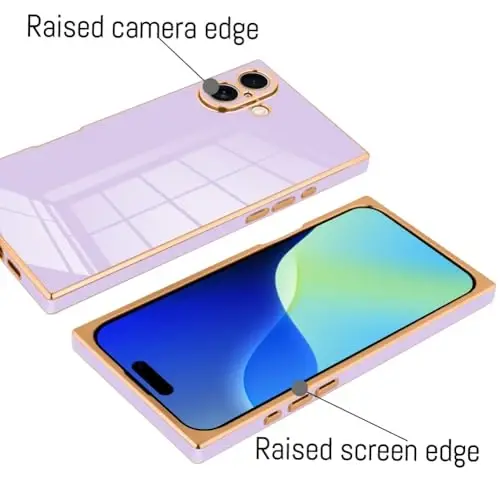 KANGHAR Case Compatible with iPhone 16 Luxury Cute Plating Design Case Full-Body Anti-Scratch Shockproof Bumper Protective Cover for iPhone 16 6.1 Inch Purple - 3