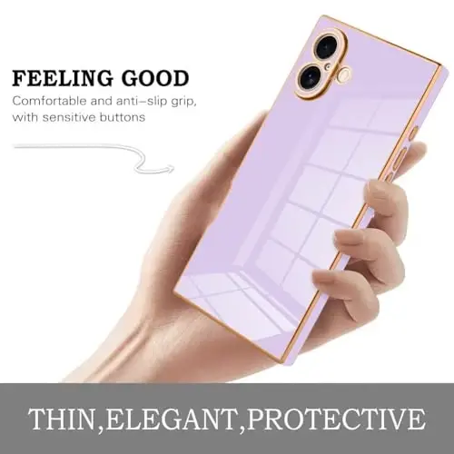 KANGHAR Case Compatible with iPhone 16 Luxury Cute Plating Design Case Full-Body Anti-Scratch Shockproof Bumper Protective Cover for iPhone 16 6.1 Inch Purple - 4