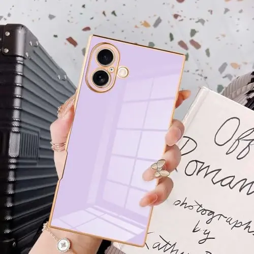 KANGHAR Case Compatible with iPhone 16 Luxury Purple | Cute Plating Design Case Full-Body Anti-Scratch Shockproof Bumper Protective Cover for iPhone 16 6.1 Inch 