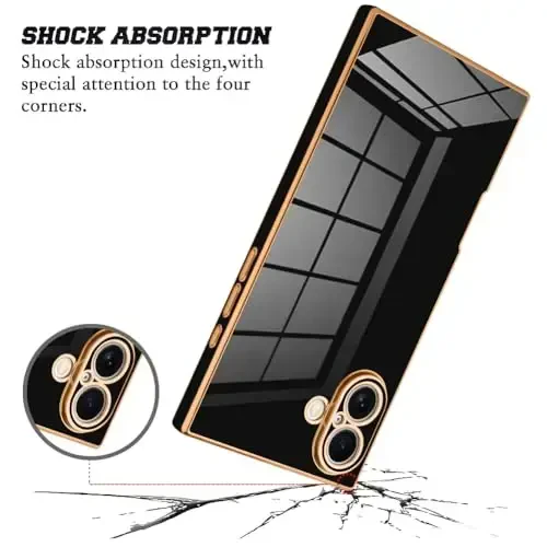 KANGHAR Case Compatible with iPhone 16 Luxury Cute Plating Design Case Full-Body Anti-Scratch Shockproof Bumper Protective Cover for iPhone 16 6.1 Inch Black - KANGHAR (1)