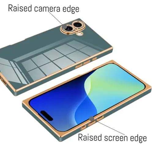 KANGHAR Case Compatible with iPhone 16 Luxury Cute Plating Design Case Full-Body Anti-Scratch Shockproof Bumper Protective Cover for iPhone 16 6.1 Inch Granny Grey - 3