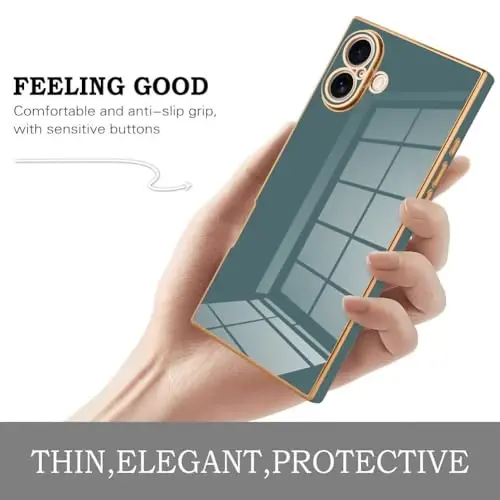 KANGHAR Case Compatible with iPhone 16 Luxury Cute Plating Design Case Full-Body Anti-Scratch Shockproof Bumper Protective Cover for iPhone 16 6.1 Inch Granny Grey - 4