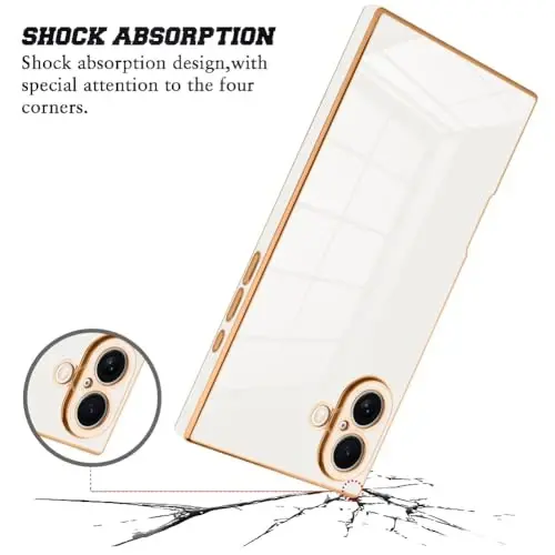 KANGHAR Case Compatible with iPhone 16 Luxury Cute Plating Design Case Full-Body Anti-Scratch Shockproof Bumper Protective Cover for iPhone 16 6.1 Inch White - KANGHAR (1)