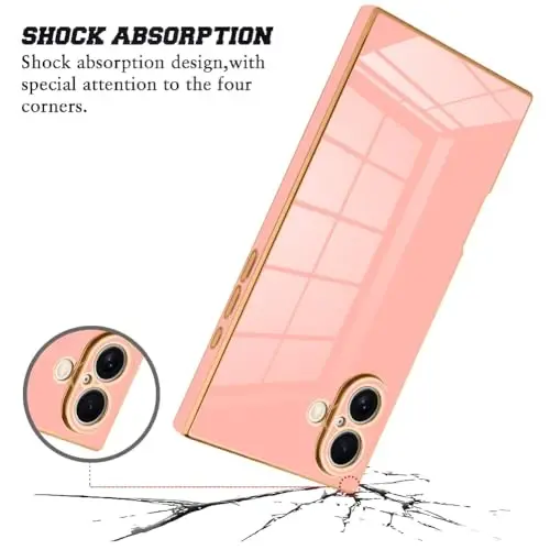 KANGHAR Case Compatible with iPhone 16 Luxury Cute Plating Design Case Full-Body Anti-Scratch Shockproof Bumper Protective Cover for iPhone 16 6.1 Inch Pink - KANGHAR (1)