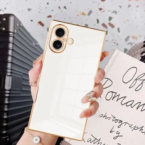 KANGHAR Case Compatible with iPhone 16 Plus Luxury Cute Plating Design Case Full-Body Anti-Scratch Shockproof Bumper Protective Cover for iPhone 16 Plus 6.7 Inch White - KANGHAR