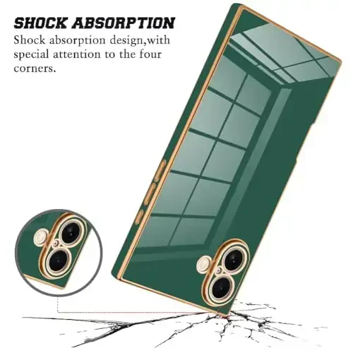 KANGHAR Case Compatible with iPhone 16 Plus Luxury Cute Plating Design Case Full-Body Anti-Scratch Shockproof Bumper Protective Cover for iPhone 16 Plus 6.7 Inch Dark Green - KANGHAR (1)