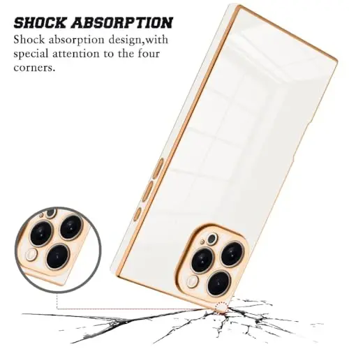 KANGHAR Case Compatible with iPhone 16 Pro Luxury Cute Plating Design Case Full-Body Anti-Scratch Shockproof Bumper Protective Cover for iPhone 16 Pro 6.3 Inch White - 2