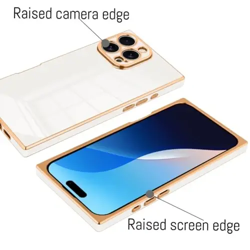KANGHAR Case Compatible with iPhone 16 Pro Luxury Cute Plating Design Case Full-Body Anti-Scratch Shockproof Bumper Protective Cover for iPhone 16 Pro 6.3 Inch White - 3