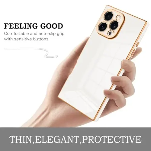 KANGHAR Case Compatible with iPhone 16 Pro Luxury Cute Plating Design Case Full-Body Anti-Scratch Shockproof Bumper Protective Cover for iPhone 16 Pro 6.3 Inch White - 4